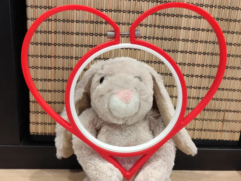 Heart shaped hoop in-front plush bunny.