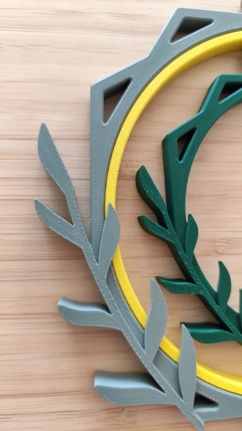 Geometric hoop with leaves.